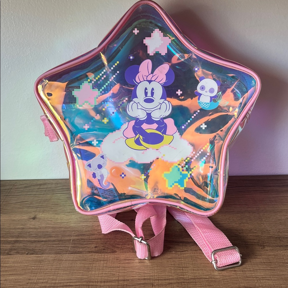 Disney Store Minnie Mouse pearlescent clear star backpack Mystical Festival Bag